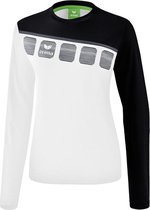 Erima Teamline 5-C Longsleeve Dames Wit-Zwart-Donkergrijs Maat 38