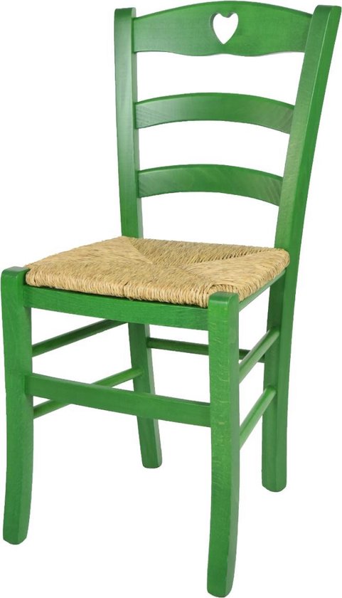 Foto: Tommychairs cuore eetkamerstoel 1 stuk groen rotan hout