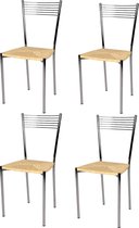 Tommychairs Elegance - Eetkamerstoelen - Set van 4 - Chroom & Naturel - Rotan