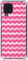 Foto hoesje Geschikt voor Samsung Galaxy A12 Smartphone hoesje met doorzichtige rand Waves Pink