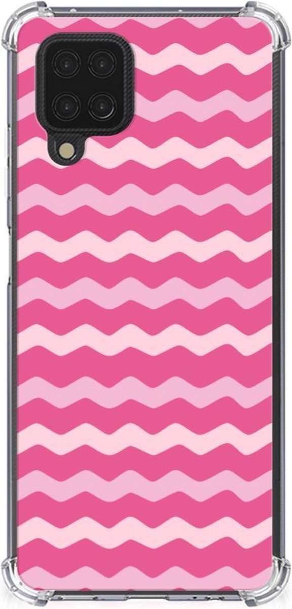 Samsung Galaxy A12 Doorzichtige Silicone Hoesje Waves Pink