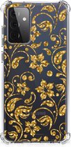 Smartphone hoesje Geschikt voor Samsung Galaxy A72 4G/5G Hoesje Bumper met transparante rand Gouden Bloemen