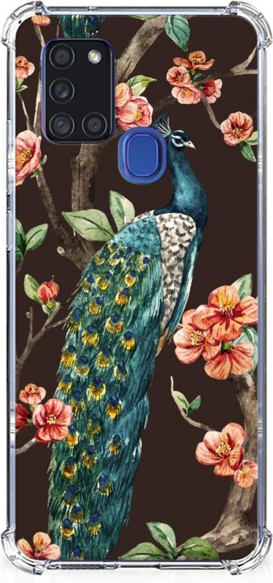 Samsung Galaxy A21s Case Anti-shock Pauw met Bloemen