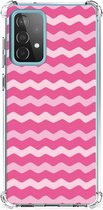 Foto hoesje Geschikt voor Samsung Galaxy A52 4G/5G Smartphone hoesje met doorzichtige rand Waves Pink