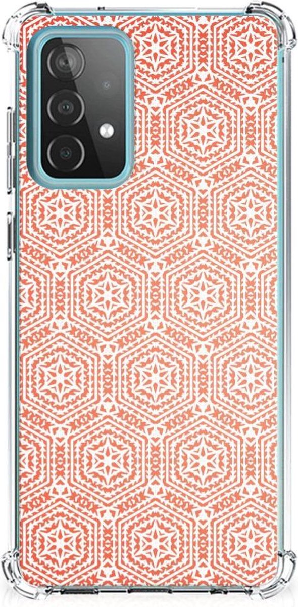 Samsung Galaxy A52 4G/5G Doorzichtige Silicone Hoesje Pattern Orange