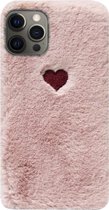 ADEL Siliconen Back Cover Softcase Hoesje Geschikt voor iPhone 12 (Pro) - Hartjes Roze