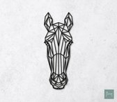 Laserfabrique Wanddecoratie - Geometrische Paard - Medium - Zwart - Geometrische dieren en vormen - Houten dieren - Muurdecoratie - Line art - Wall art