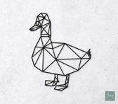 Laserfabrique Wanddecoratie - Geometrische Eend - Medium - Zwart - Geometrische dieren en vormen - Houten dieren - Muurdecoratie - Line art - Wall art