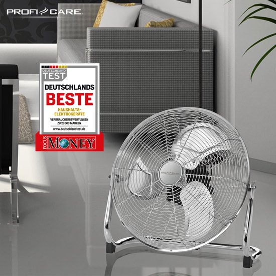 Ventilateur De Sol Rétro ProfiCare PC VL 3066 WM 100W 45cm - Chrome Silencieux Avec LED