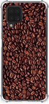 Stevige Bumper Hoesje Geschikt voor Samsung Galaxy A12 Smartphone hoesje met doorzichtige rand Koffiebonen