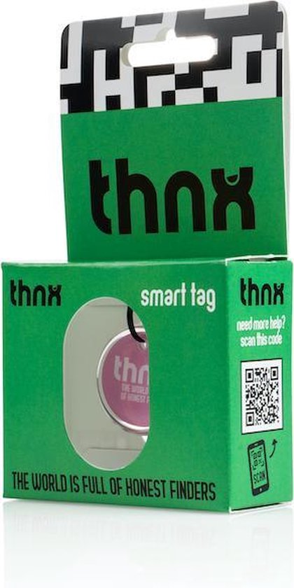 Étiquette THNX - QR code sécurisé - Bagage/Taille de coffre/Porte-clés - Taille S - Rose