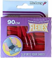 Elastiek-schoenveters Flexies rood 90 cm lang 7mm breed High Quality