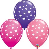 Qtex ballonnen Hearts A Round Red-Pink-Purple (25 stuks)