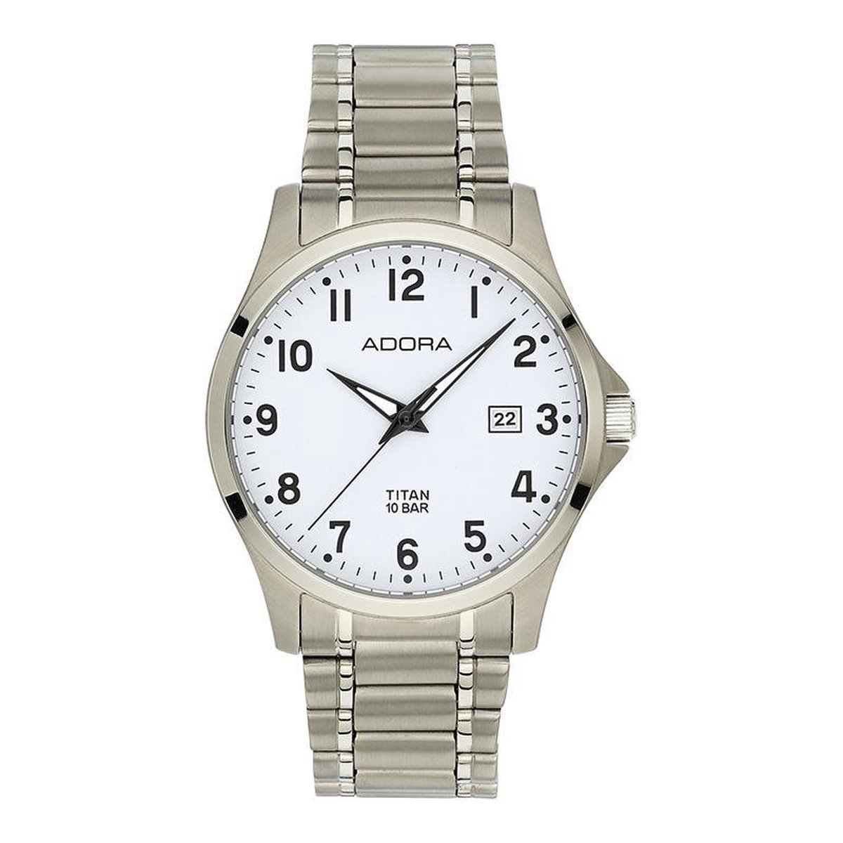 Adora horloge met datum volledig titanium zilverkleurig-wit AB6347