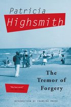 Boekcover van 'The Tremor of Forgery' door Patricia Highsmith met een scène op een strand.