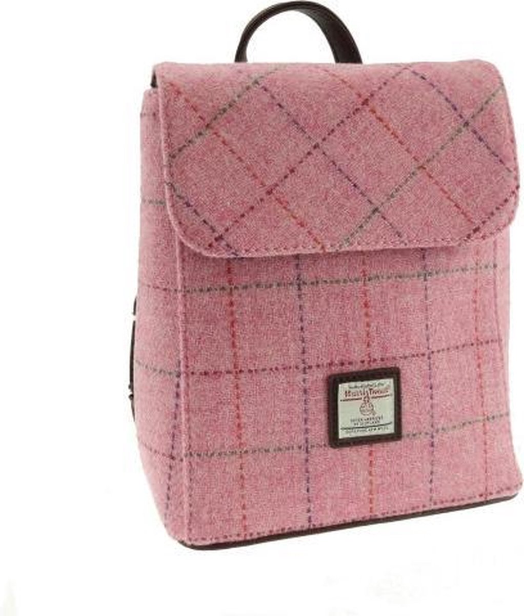 Glen Appin Mini Rugzak Tummel Bright Pink Overcheck - Echte Harris Tweed - Made in Scotland