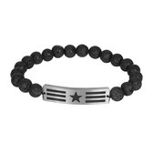 IXXXI-Men kralenarmband  Son met staal zwart zilverkleurig - one size