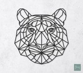 Laserfabrique Wanddecoratie - Geometrische Tijger - Medium - Zwart - Geometrische dieren en vormen - Houten dieren - Muurdecoratie - Line art - Wall art