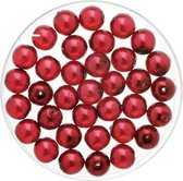 50x bijoux faisant des perles de verre de Bohême dans le rouge bordeaux transparent de 6 mm - Perles de reig en plastique