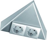 Hera Triangle dubbele contactdoos/stopcontact. Inox