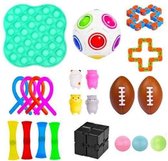 COMPLETE 22-delig FIDGET TOYS PAKKET met de POPULAIRSTE FIDGETS! 22 ToysSet, Fidget BOX.  Pop It, Mesh and Marble, Infinity Cube, Wacky Track, Magic Puzzle Ball, Monkey Noodles, Squishy Rugby