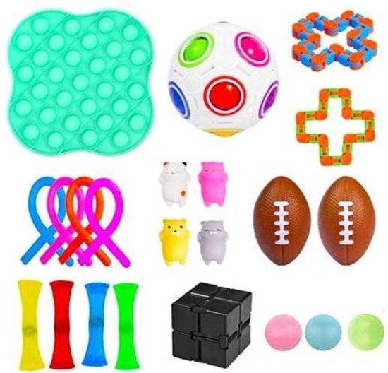 COMPLETE 22delig FIDGET TOYS PAKKET met de POPULAIRSTE FIDGETS! 22 ToysSet, Fidget...