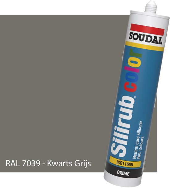 Siliconen kit sanitair - soudal - keuken - voor binnen & buiten - ral 7039 kwarts grijs - 300ml koker