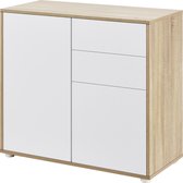 Commode Paarl druk en open 74x79x36 cm eikenkleurig en wit