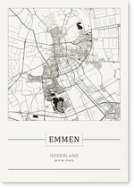 Stadskaart Emmen - Plattegrond Emmen - city map – Dibond muurdecoratie 30 x 40 cm