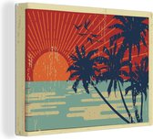Canvas Schilderij Illustratie van een tropische ansichtkaart - 40x30 cm - Wanddecoratie