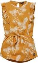 Levv meisjes linnen jurk Neele Mustard Leaves - maat 86