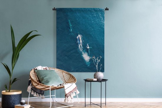 Tapisserie Sea Bird's Eye View - Vue de dessus des baleines dans la mer Tapisserie coton 90x120 cm - Tapisserie avec photo