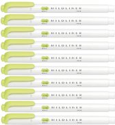 Zebra Mildliner Double-Sided Highlighter - Fine / Bold – Mild Citrus Green Set van 10 verpakt in een Zipperbag