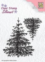 Sil038 Nellie Snellen clearstamp kerstmis - stempel dennenbomen - 2 stuks dennenboom kerstboom of spar
