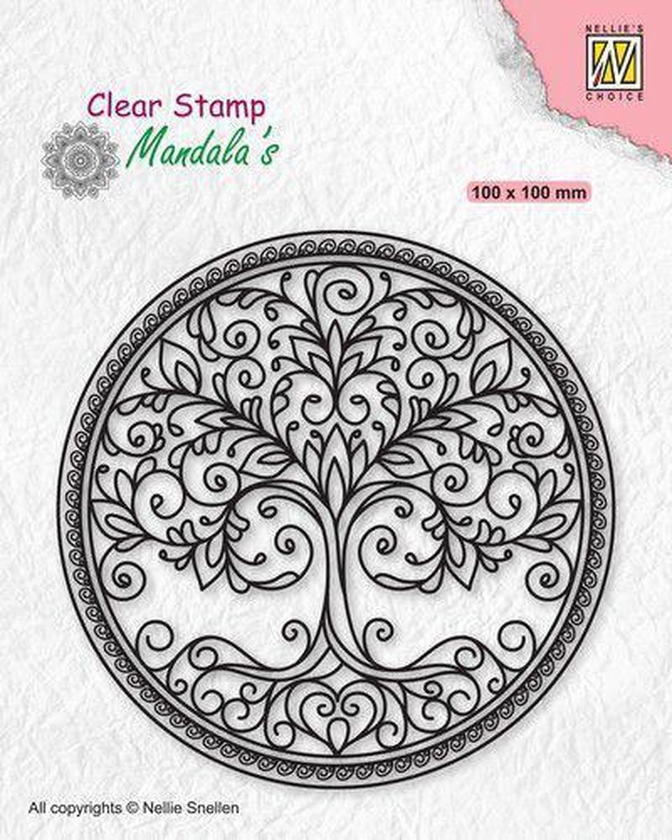 CSMAN003 Clear Stamp Nellie Snellen - stempel Mandala cirkel met boom - Circle with tree