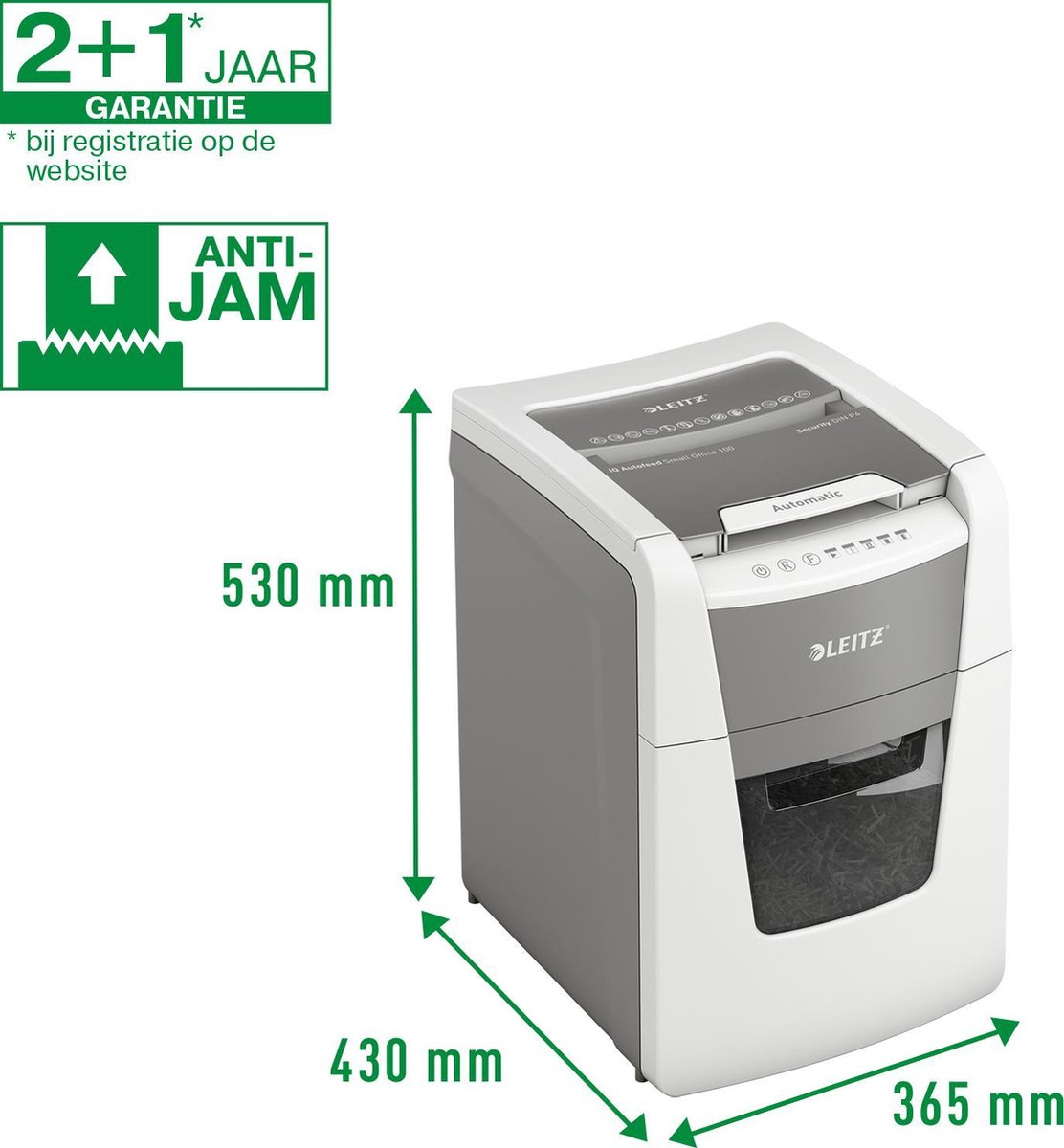 Leitz IQ Autofeed+ Small Office 100 Stille Papierversnipperaar thumbnail 6