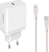 Mobiparts USB-C Snellader 20W PD met USB-C naar Lightning Kabel 1M Wit