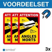 Simbol - Voordeelset 3 Magneetstickers Dode Hoek Frankrijk Bus - Camper - Attention Angles Morts - Duurzame Kwaliteit - Formaat 17 x 25 cm - Formaat