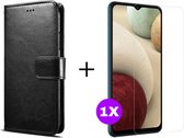 HGA Telefoonhoesje - Book Case - Geschikt Voor Samsung Galaxy A12 - Zwart En Black