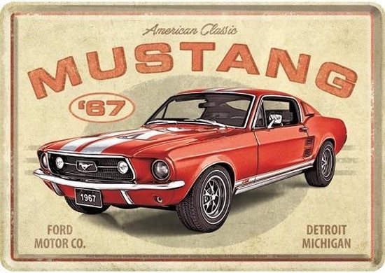 Wandbordje / Metal Card - Ford Mustang GT 1967