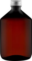 Lege Plastic Fles 500 ml PET Amber bruin - met aluminium dop - set van 10 stuks - Navulbaar - Leeg