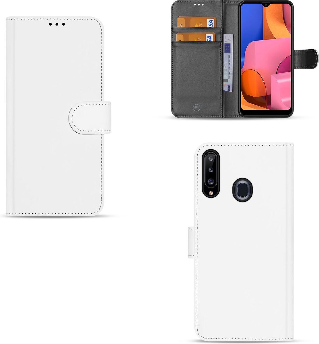 Samsung Galaxy A20s Bookcover Wit met Pasjeshouder