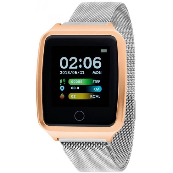 Nowley 21-2028-0-3 smartwatch 37x45 mm rosé incl. donker grijze stalen band