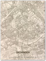 Brandthout houten stadskaart Groningen 100x80 cm