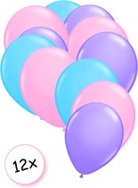 Premium Quality Ballonnen Pastel Paars, Pastel Roze & Pastel Blauw 12 stuks 30 cm
