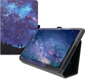 kwmobile hoes voor Huawei MediaPad T5 10 - Dunne tablethoes in blauw / roze / zwart - Met standaard - Liefde onder de Sterren design