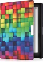 kwmobile hoes geschikt voor Kobo Aura Edition 1 - Magnetische sluiting - E reader cover in meerkleurig / groen / blauw - Regenboog Kusbussen design