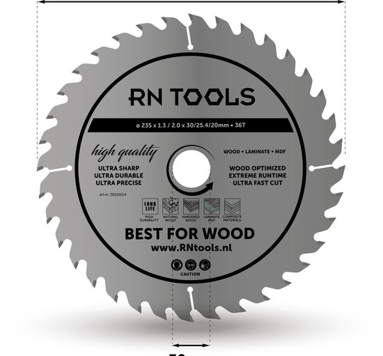 RNtools - Best for Wood 235mm - 36 tanden - Zaagbreedte 2,0mm -... |