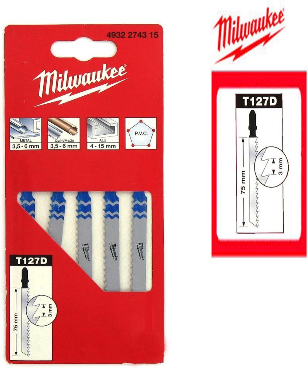 Milwaukee 4932274315 / T 127 D HSS Decoupeerzaagblad - Aluminium (5st) - T 127 D