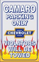 Chevrolet Camaro Parking Only .  Metalen wandbord 30 x 43 cm.